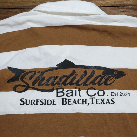 Surfside Loco LS Crop Polo Brown & White Stripes "Shadillac Bait Co" - Medium - Picture 4 of 6